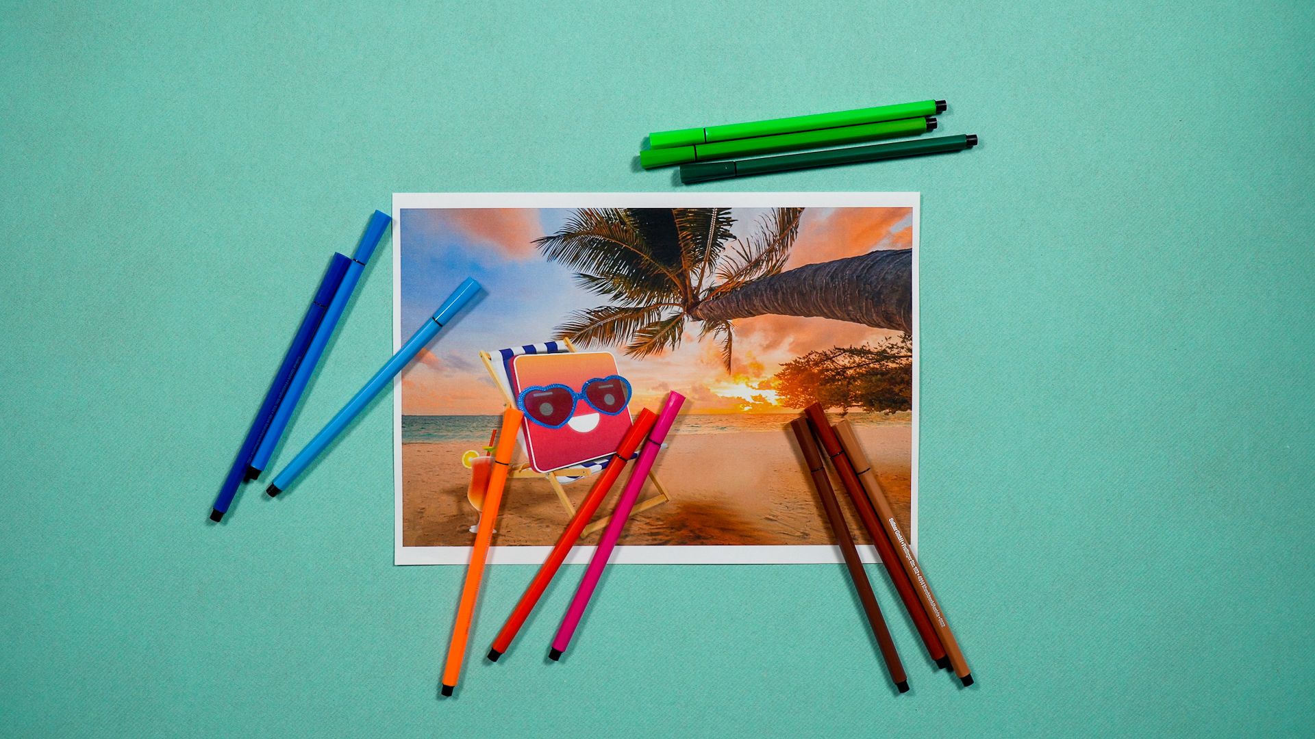 DIY landschapslamp stap 4: stiften kiezen om de tekening in te kleuren